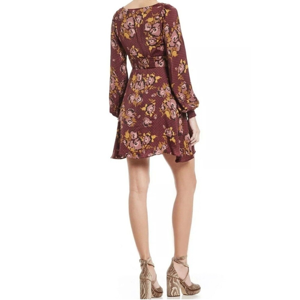 Free People Dress Morning Light Mini Purple Floral Keyhole sz10 Whimsy Fairy EUC - Picture 2 of 16